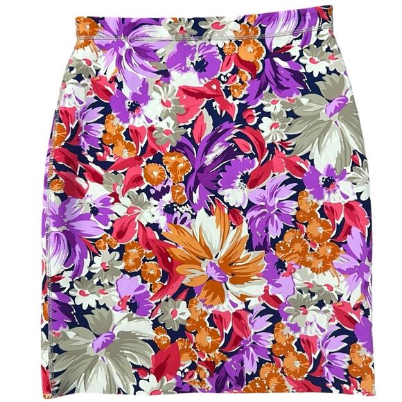 J McLaughlin Halle Reversible Scuba Skirt Sz XS Floral Preppy Resort Bloomcore - Picture 4 of 9
